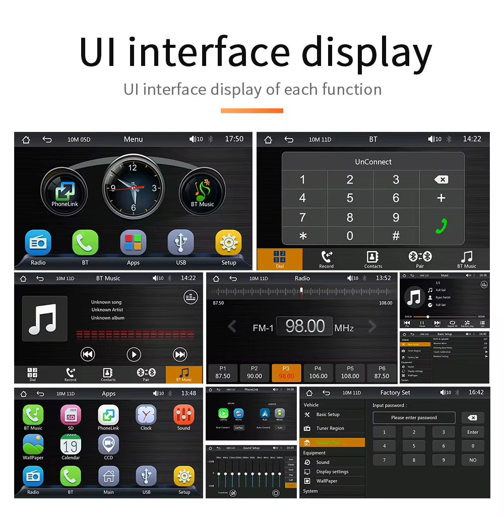 Portable Carplay 7-inch Touch Screen Stereo System (with Rear Camera)
